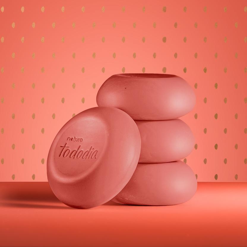 Miniatura Sabonete em Barra Natura Tododia Morango e Baunilha Dourada 5un 90g