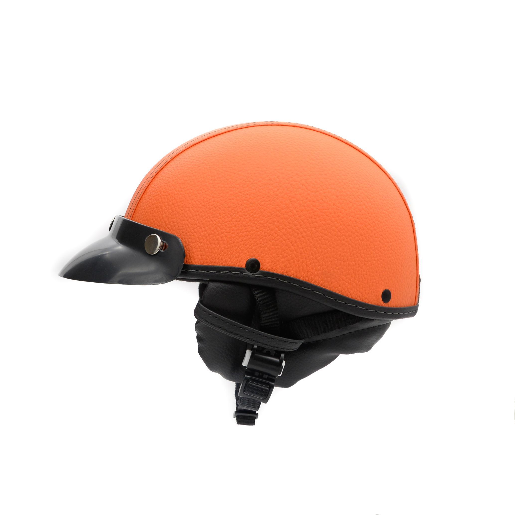 Miniatura Capacete Coquinho Scooter Moto Elétrica Bike Couro Laranja