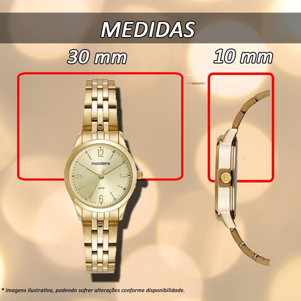 Miniatura Kit Relógio Mondaine Dourado Com Semijoia 32720Lpmkde1K1
