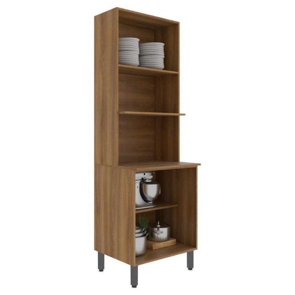 Miniatura Conjunto de Cozinha Modulada 4 Peças 11 Portas 1 Gaveta Thalita Moveis Sul Nogal Manchester/Preto