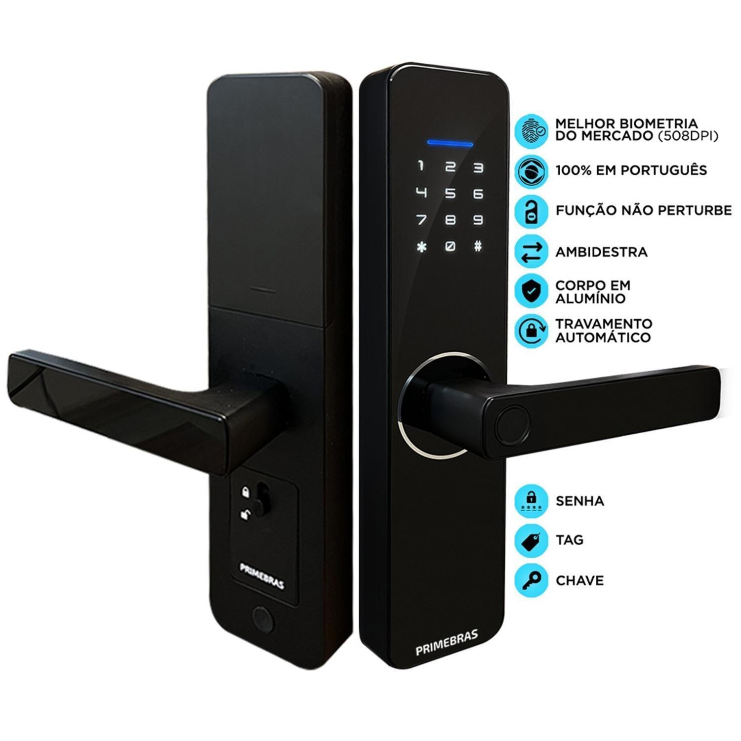Miniatura Fechadura Digital Eletronica Biometria Senha Trava Primebras