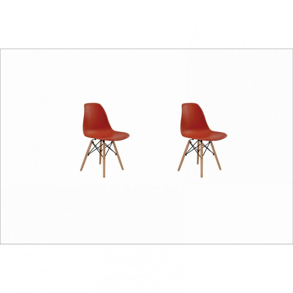 Conjunto 2 Cadeiras Eiffel PP Base Madeira Rivatti Laranja Telha