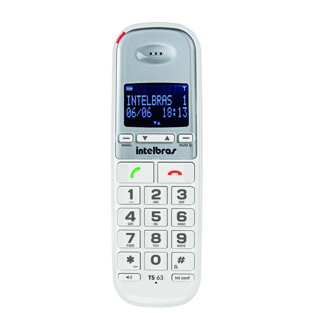 Miniatura Telefone Sem Fio Digital Ts 63 V Branco Intelbras Com Id Telefone - Intelbras - Sem fio