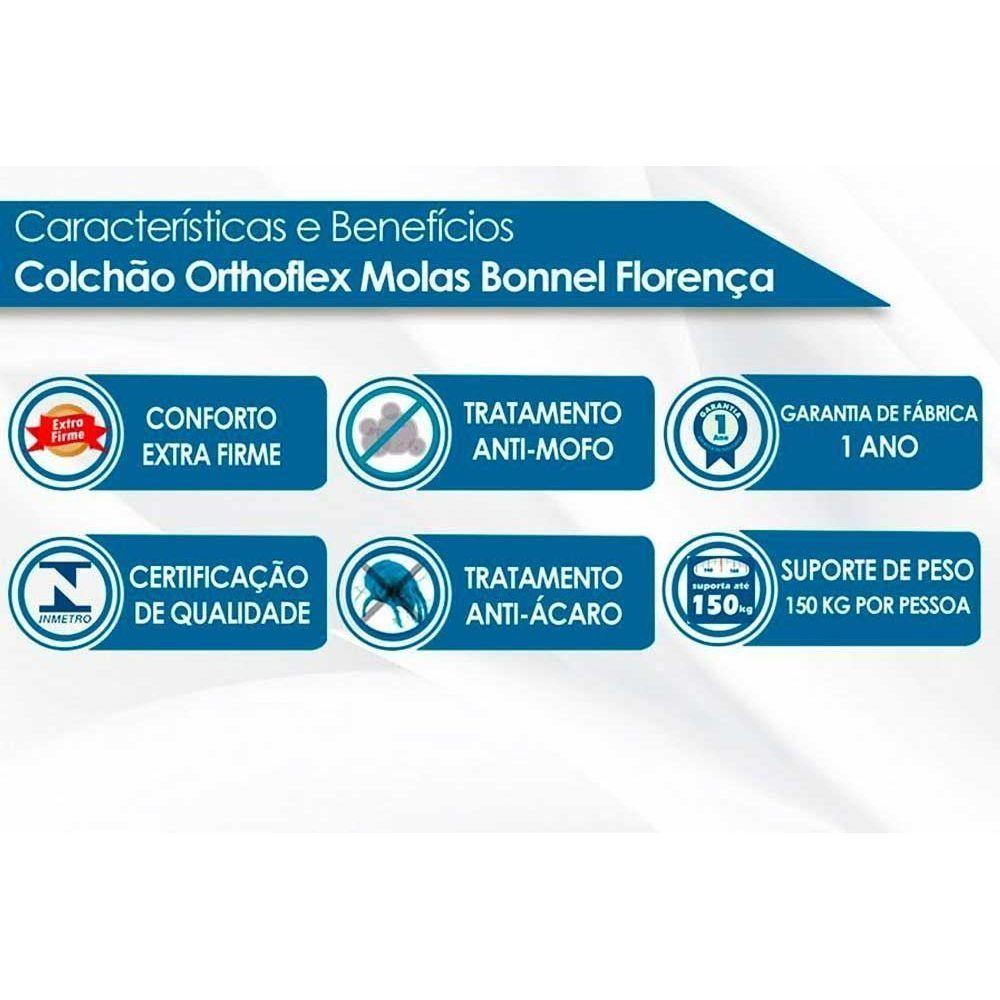 Miniatura Cama Box Queen: Colchão Molas Bonnel Orthoflex Florença + Base Crc Courano White(158X198)