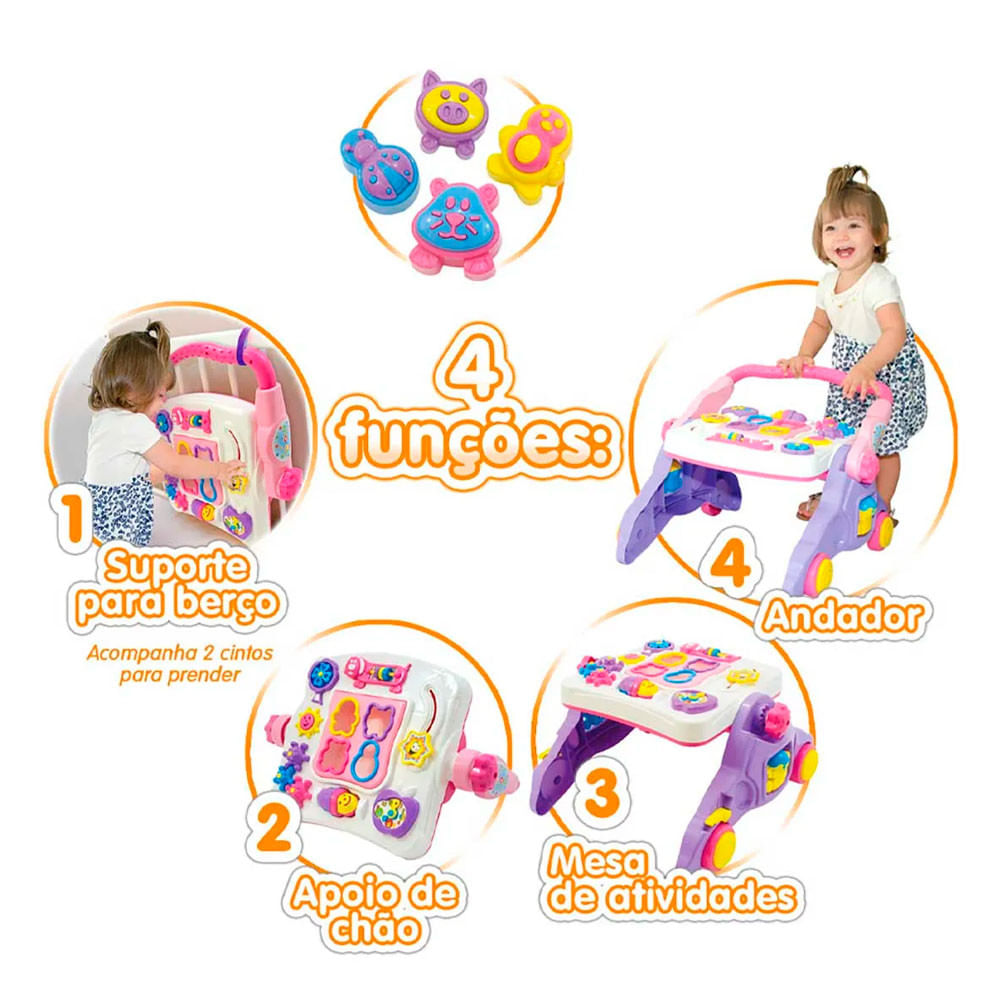 Brinquedo Andador 4 em 1 Maral Rosa