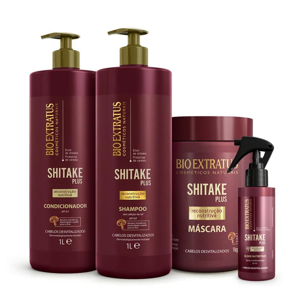 Miniatura Kit Bio Extratus Shitake Plus Sh. Cond. Máscara 1L/Kg Elixir