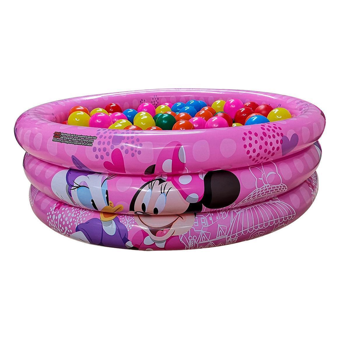 Miniatura Piscina Infantil Inflável 100 Litros Minnie + 50 Bolinhas
