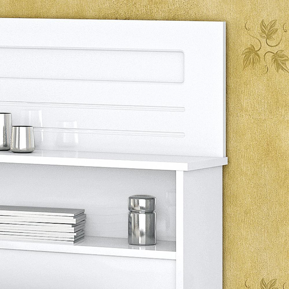 Miniatura Cabeceira Cama Box Queen 1,60 Florença com Nicho e Espelho - Branco