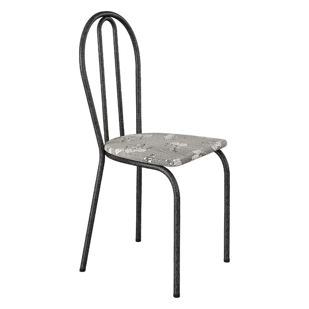 Miniatura Kit 4 Cadeiras De Cozinha Texas Estampado Iguatemi Branco Pés De Ferro Cromo Preto - Pallazio