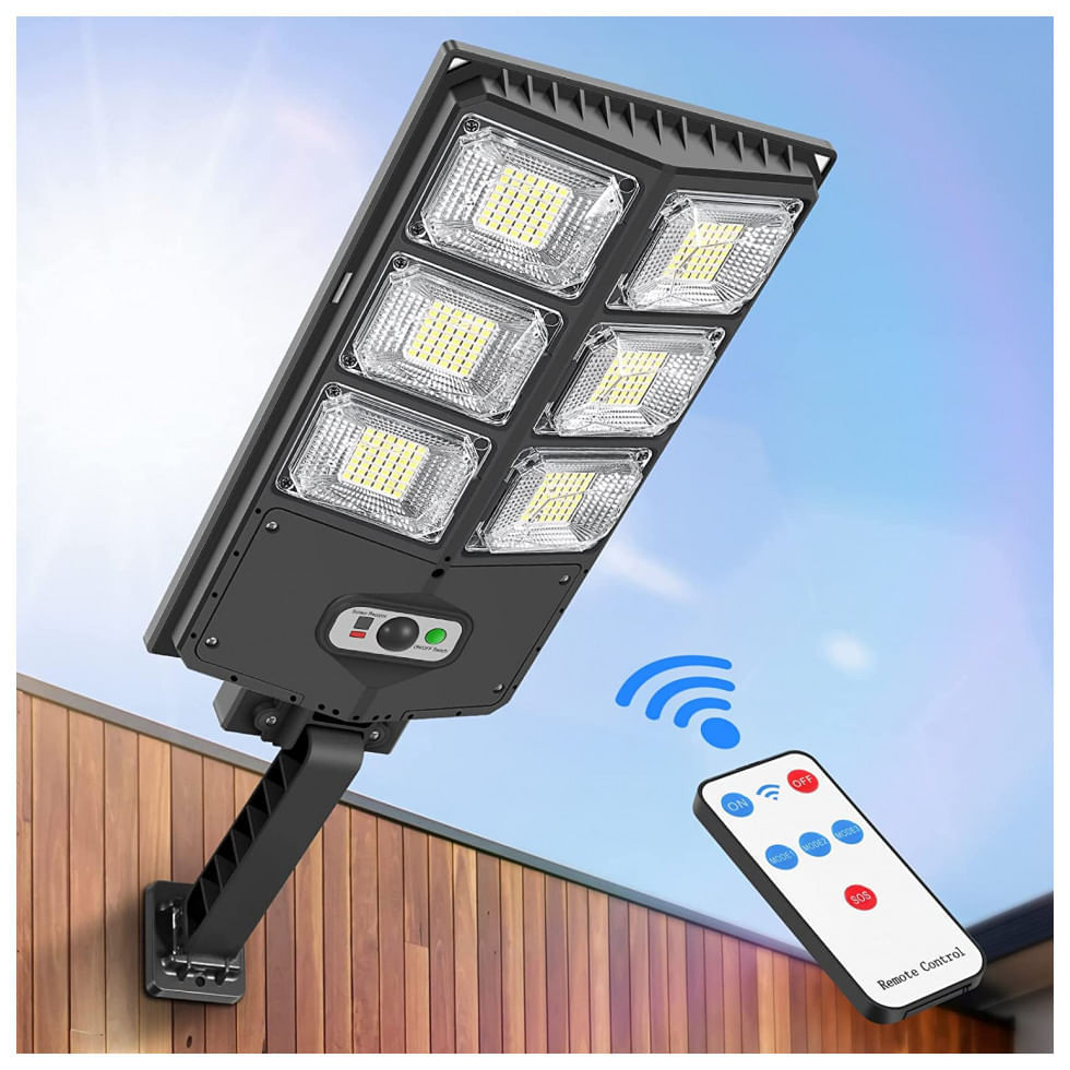 Miniatura Luminária Solar Externa GORLDE 8000 Lumens a Prova dÁgua 150W com 3 Modos de Iluminação e Controle Remoto