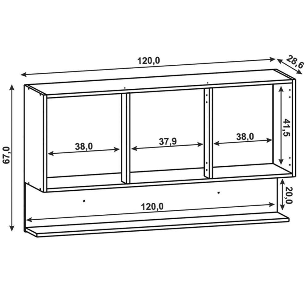 Miniatura Armário Aéreo 120cm 3 Portas Lina K02 Gris-freijó - Mpozenato