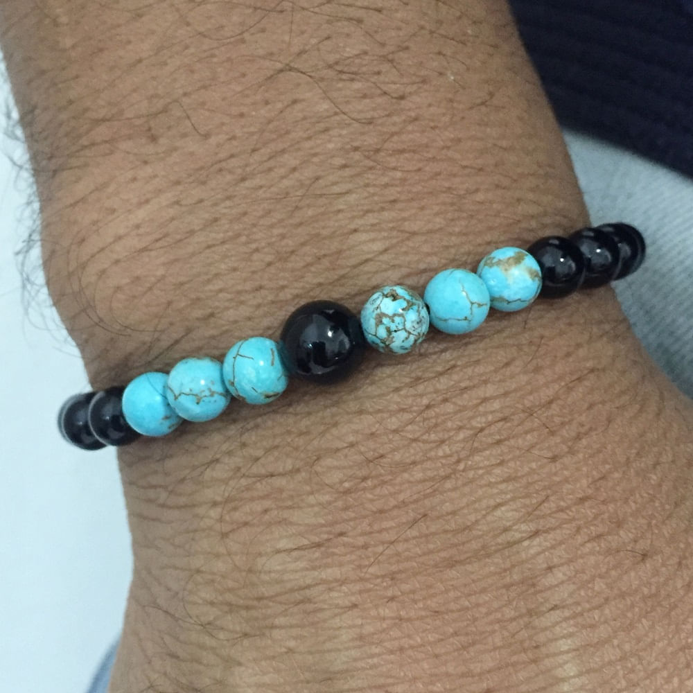Miniatura Pulseira Masculina Pedras Naturais Onix