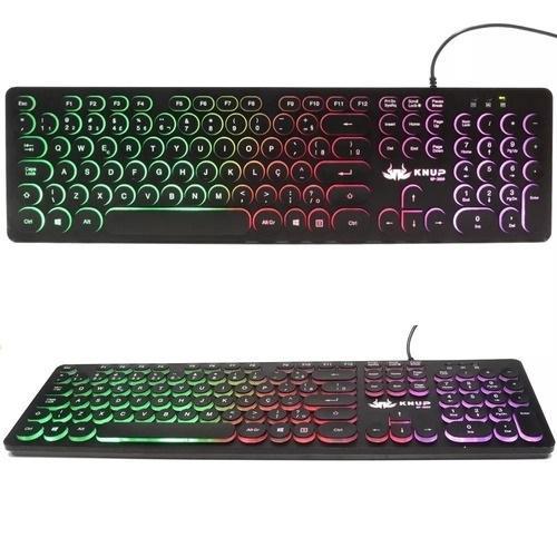 Miniatura Teclado Com Teclas Redonda Led Rgb Silencioso Kp-2059