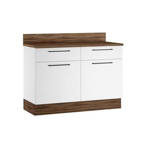 Cozinha Compacta Itatiaia Exclusive com 8 Portas, 3 Gavetas e 4 Prateleiras - 260cm de largura Branco/Castanho