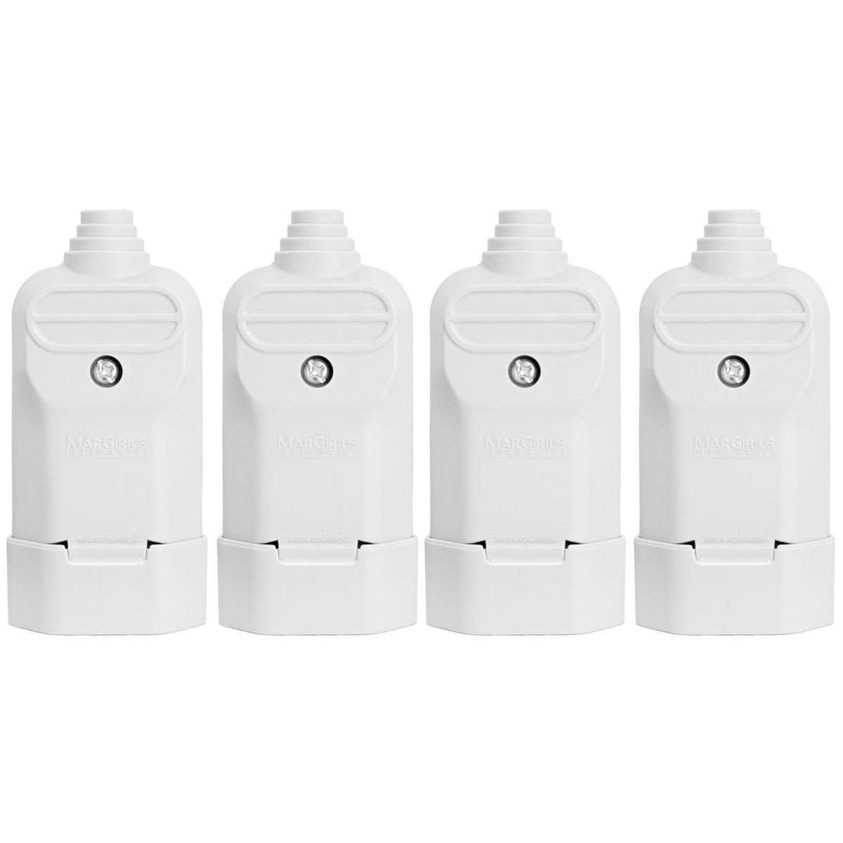 Miniatura 4 Tomada Plug Fêmea Prensa Cabo 3 Pinos Finos 10A Branca