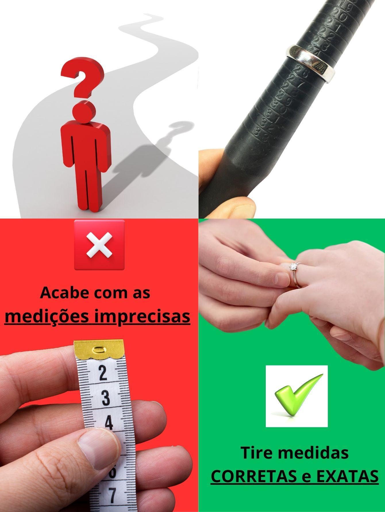 Miniatura Kit 2 Aneleira Metal Medidor Dedo Bastão Plástico Pau Medir