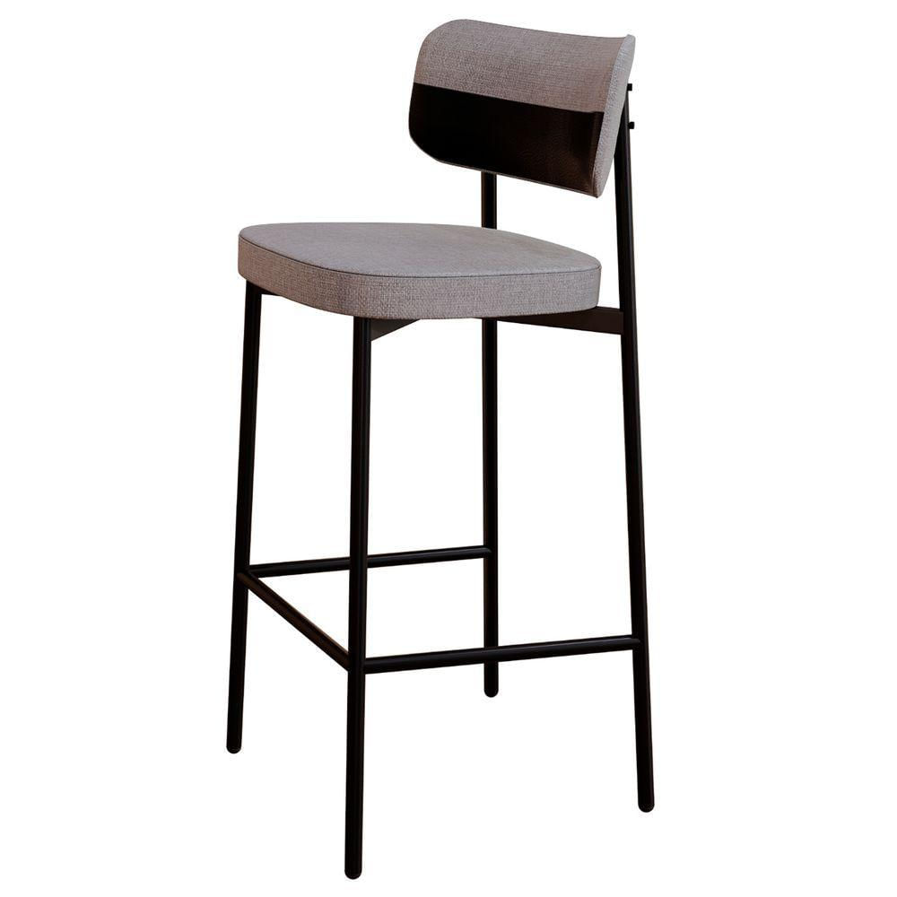 Miniatura Banqueta Alta Bar Estofada Kit 4 Ella M25 Linho Cinza Cl/preto - Mpozenato