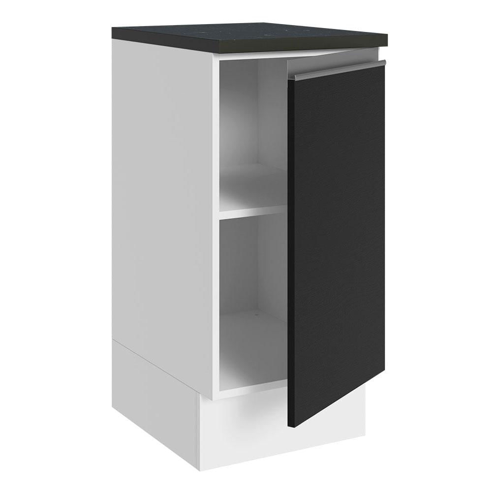Miniatura Balcão Armário de Cozinha 100% MDF 35 cm 1 Porta Branco Preto Acordes Madesa Branco/Preto