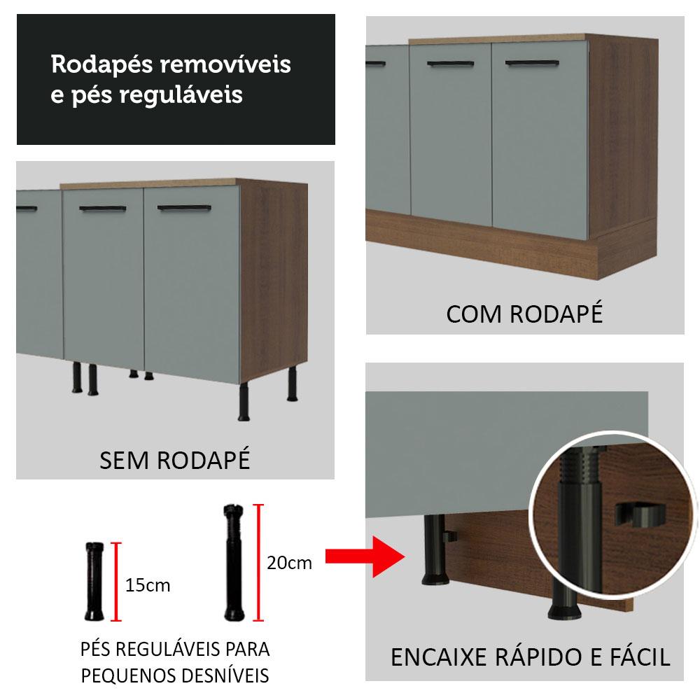 Cozinha Completa de Canto Madesa Agata 479001 com Armário e Balcão (Sem Tampo e Pia) - Rustic/Cinza Rustic/Cinza