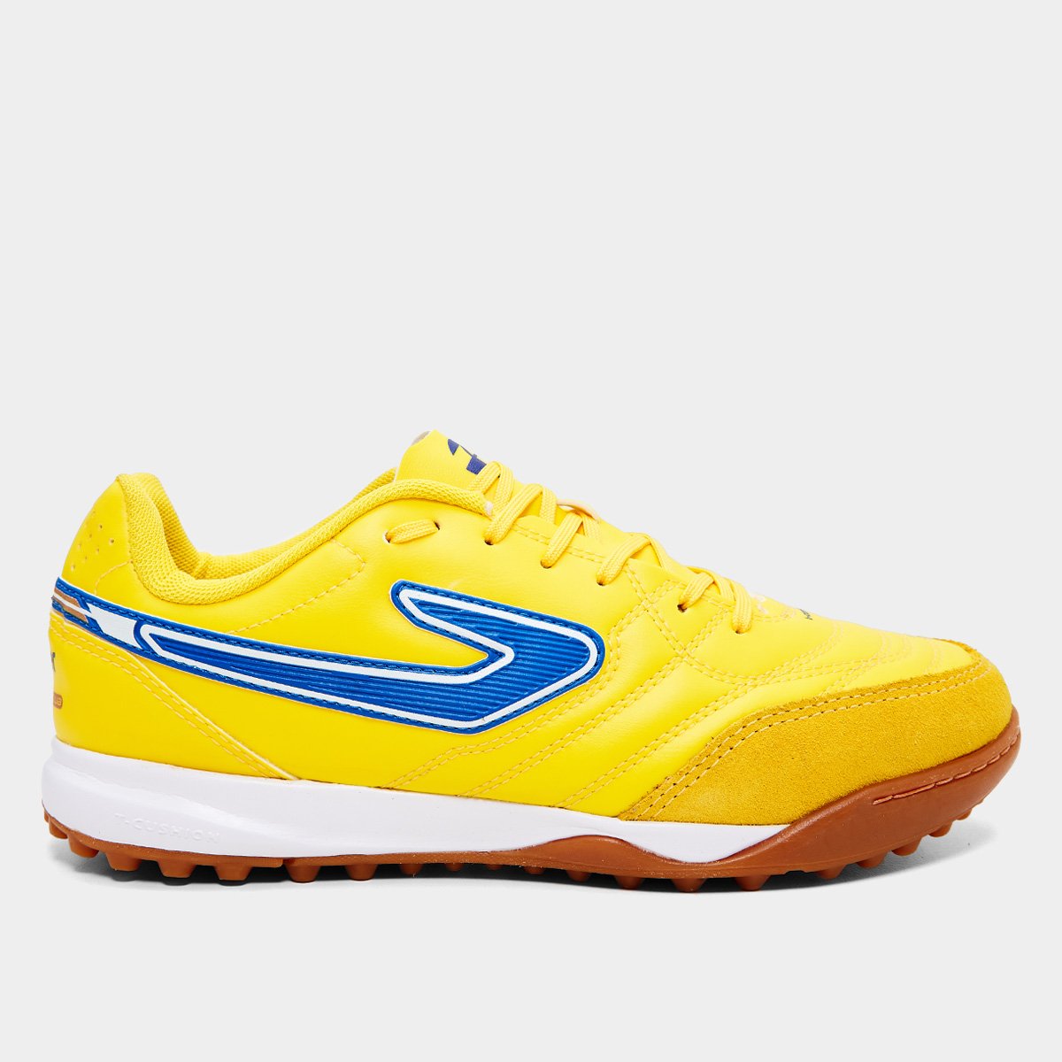 Miniatura Chuteira Society Topper Maestro Club V Prisma Unissex Amarelo+Azul - 38