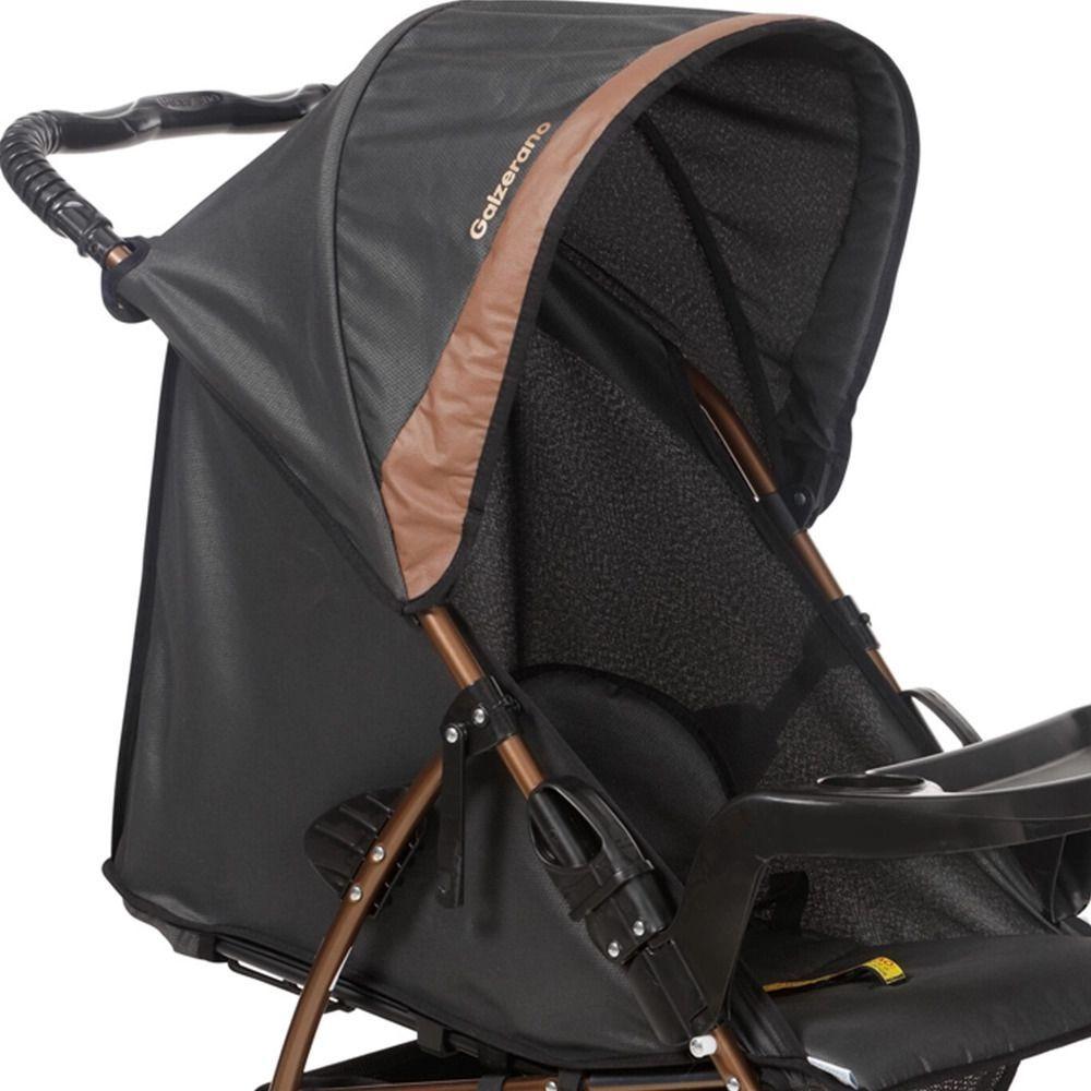 Miniatura Carrinho de Bebê Passeio Galzerano Romano 1035 de 0 Meses até 15kg Preto com Cobre