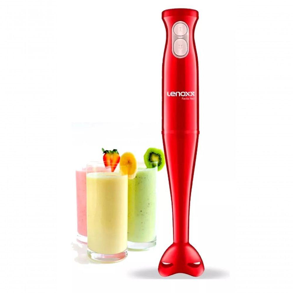 Miniatura Mixer Lenoxx 200w Red Drink Shake Dupla Velocidade 220V