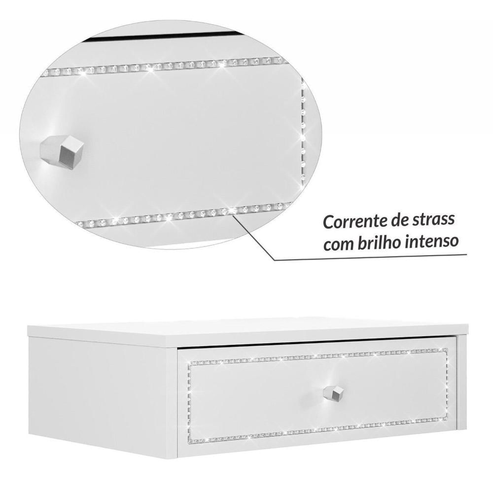 Miniatura Penteadeira Cabeceira Suspensa Strass Branco Ac