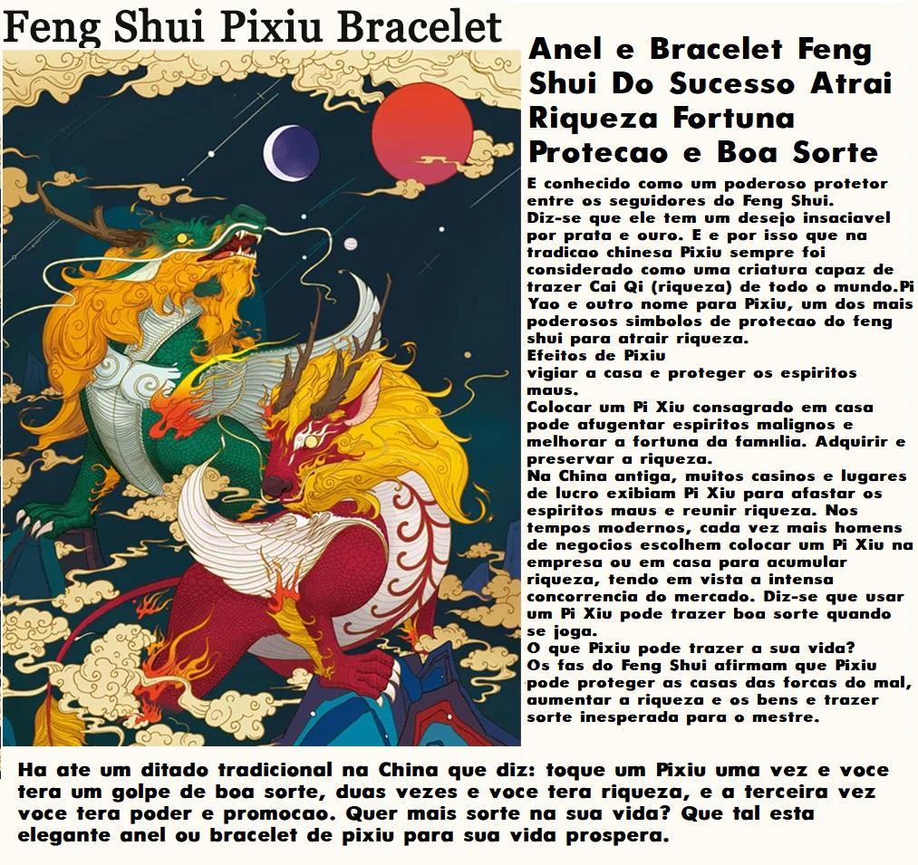 2 Anel Pixiu Feng Shui Atrativo Prosperidade-Sorte-Riqueza