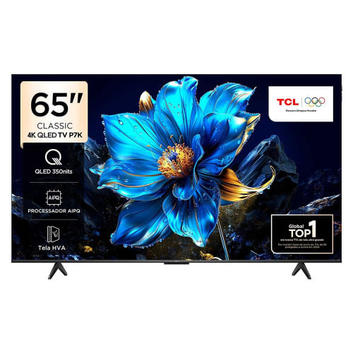 Miniatura Smart TV TCL 65 Polegadas 65P7K 4K UHD QLED Google Tv Preto - Bivolt