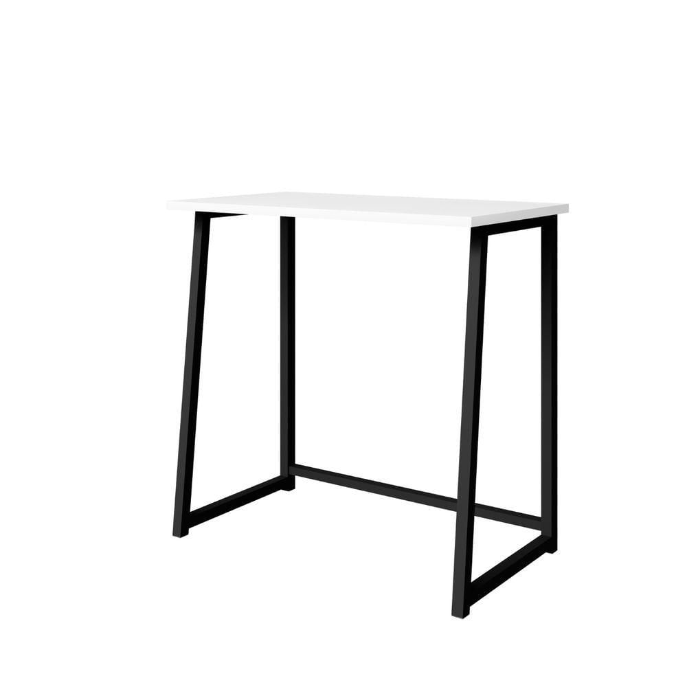 Miniatura Mesa De Estudo Portátil Quarto Sala Dobrável Em Aço Fit Preto-branco