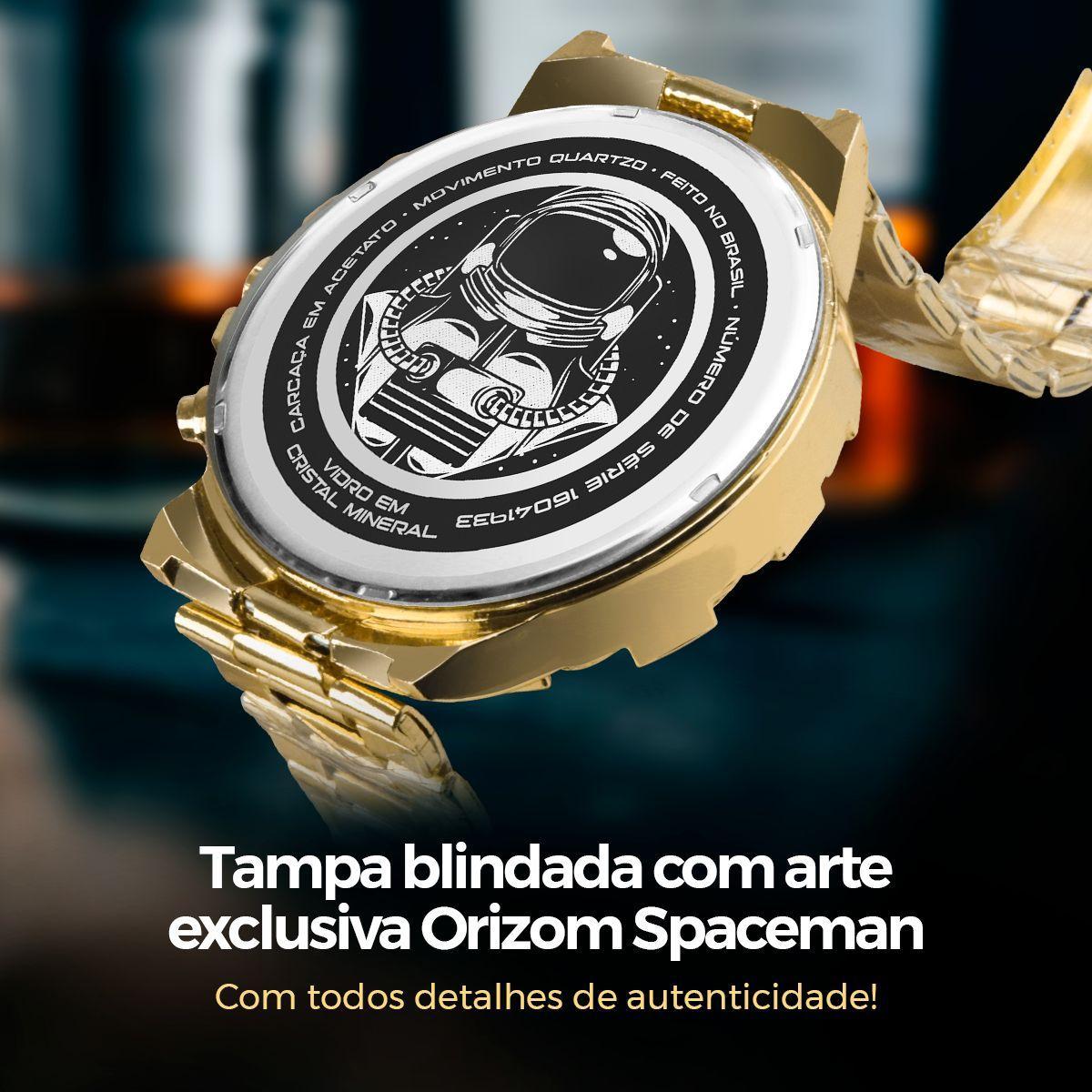 Miniatura Relogio Masculino Dourado Prova Dagua + Crucifixo + Pulseira
