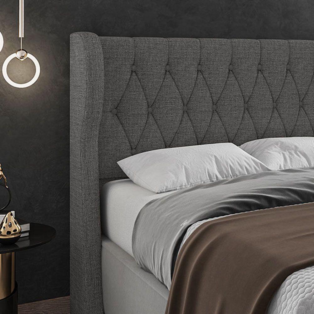 Miniatura Cabeceira Maldivas Luxo Para Cama Box Queen 160cm Linho - Ssx Multicoisas Cor Cinza