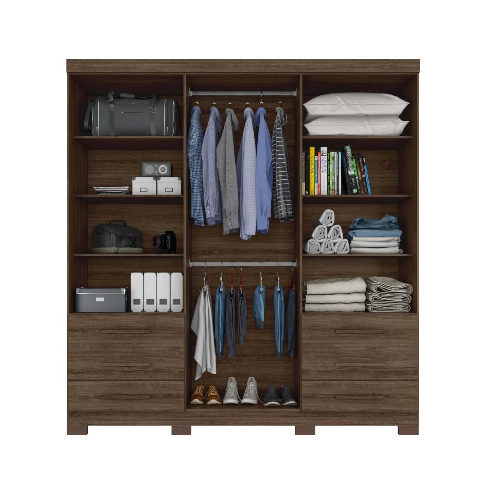 Guarda Roupa Artico 6 Portas 6 Gavetas Nogueira