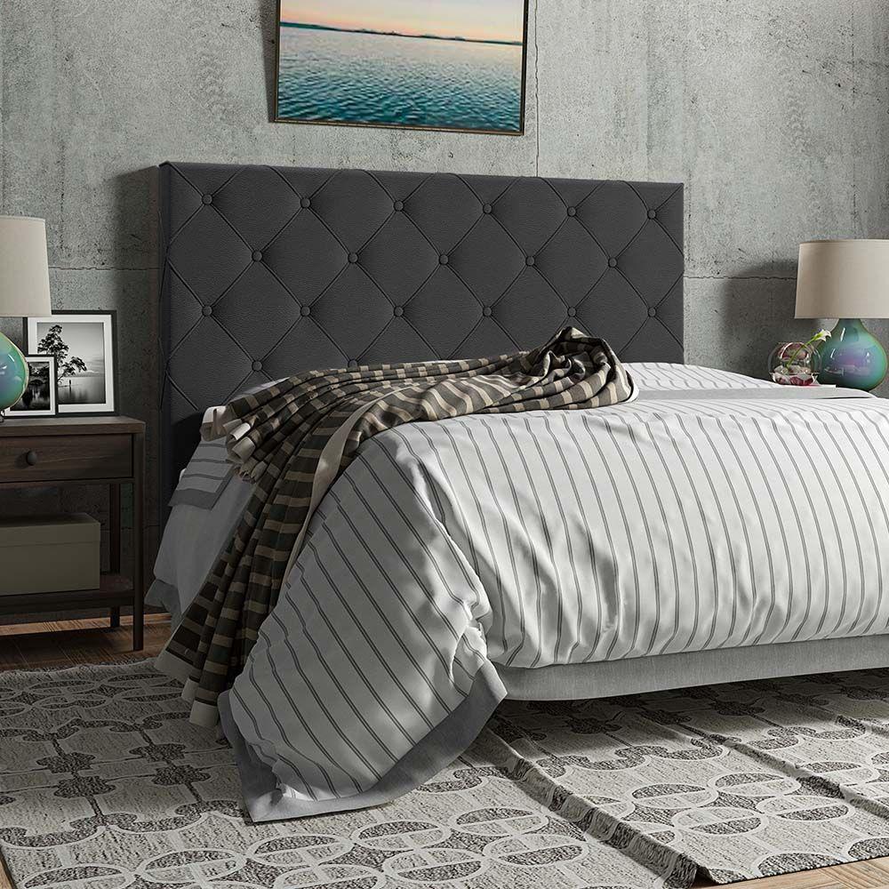 Cabeceira Cama Box Casal Millano 140cm Sintético Preto - Abmaza