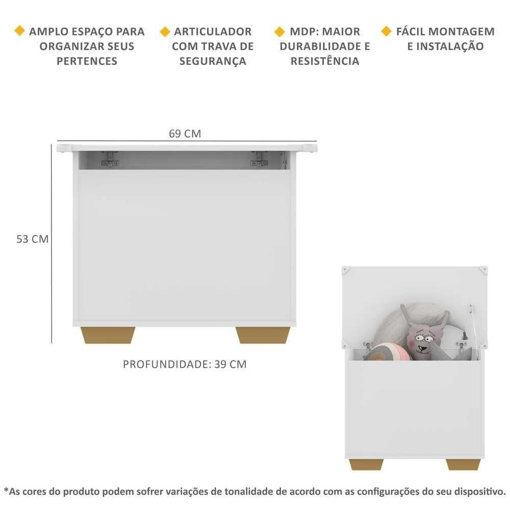Miniatura Baú Organizador Caixa de Brinquedos Multimóveis Branco