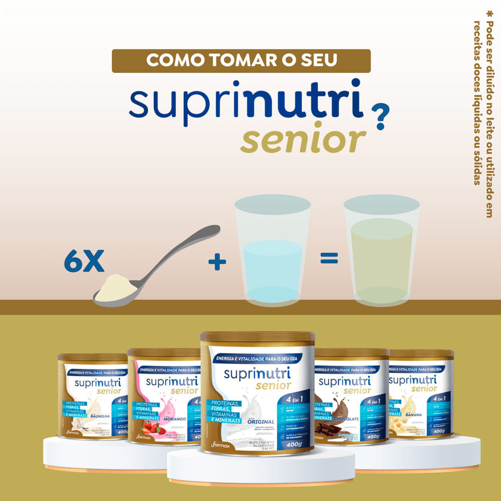 Miniatura Suprinutri Sênior Suplemento Alimentar 4 em 1 Sabor Original 400g