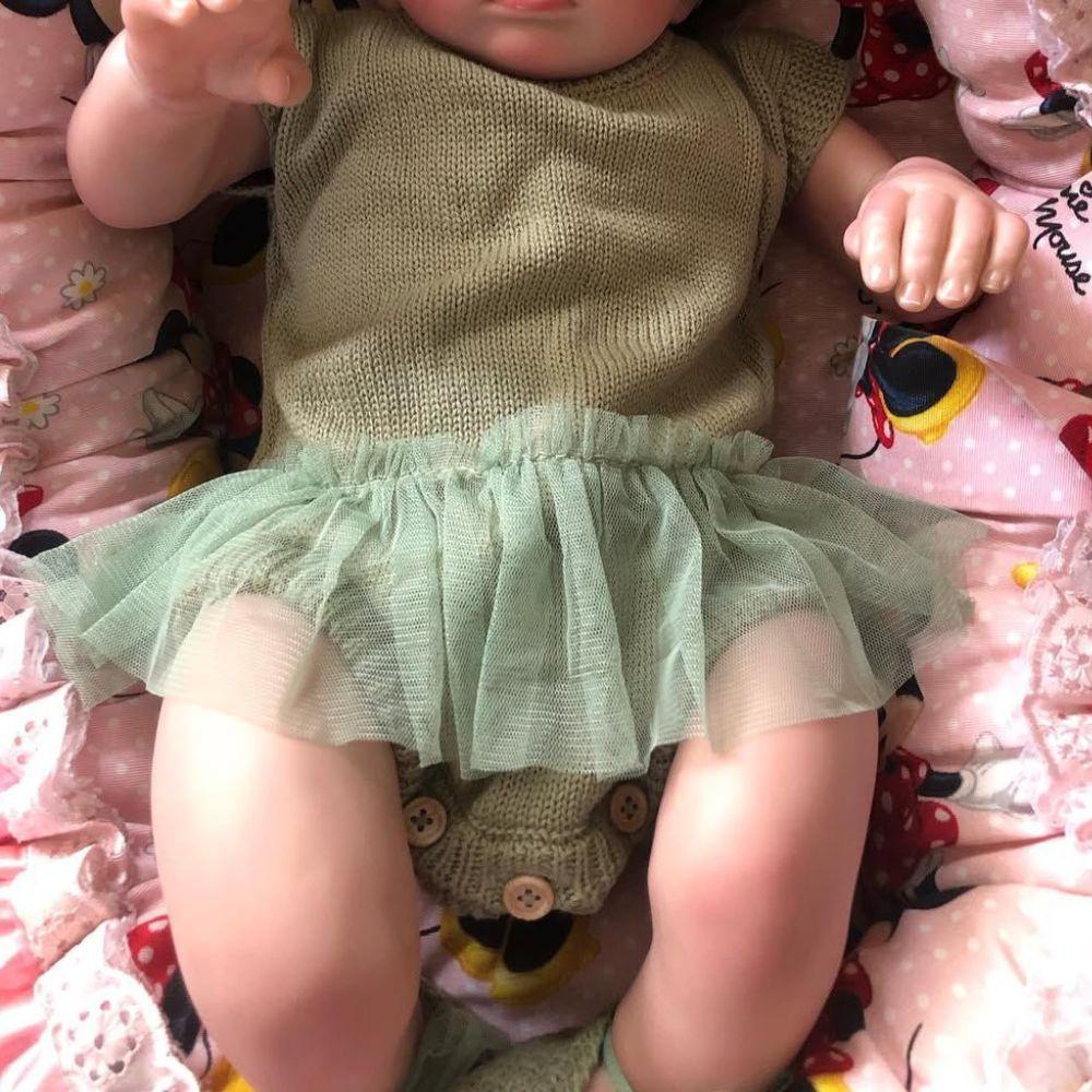 Miniatura Bebê Reborn Menina Corpo Todo em Vinil de Silicone Olhos Abertos Realista