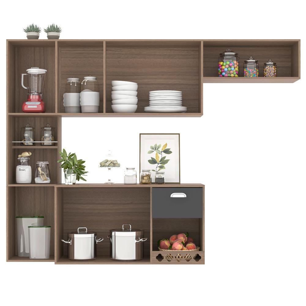 Cozinha Compacta 7Pts 10019 Carvalho Oak Grafite