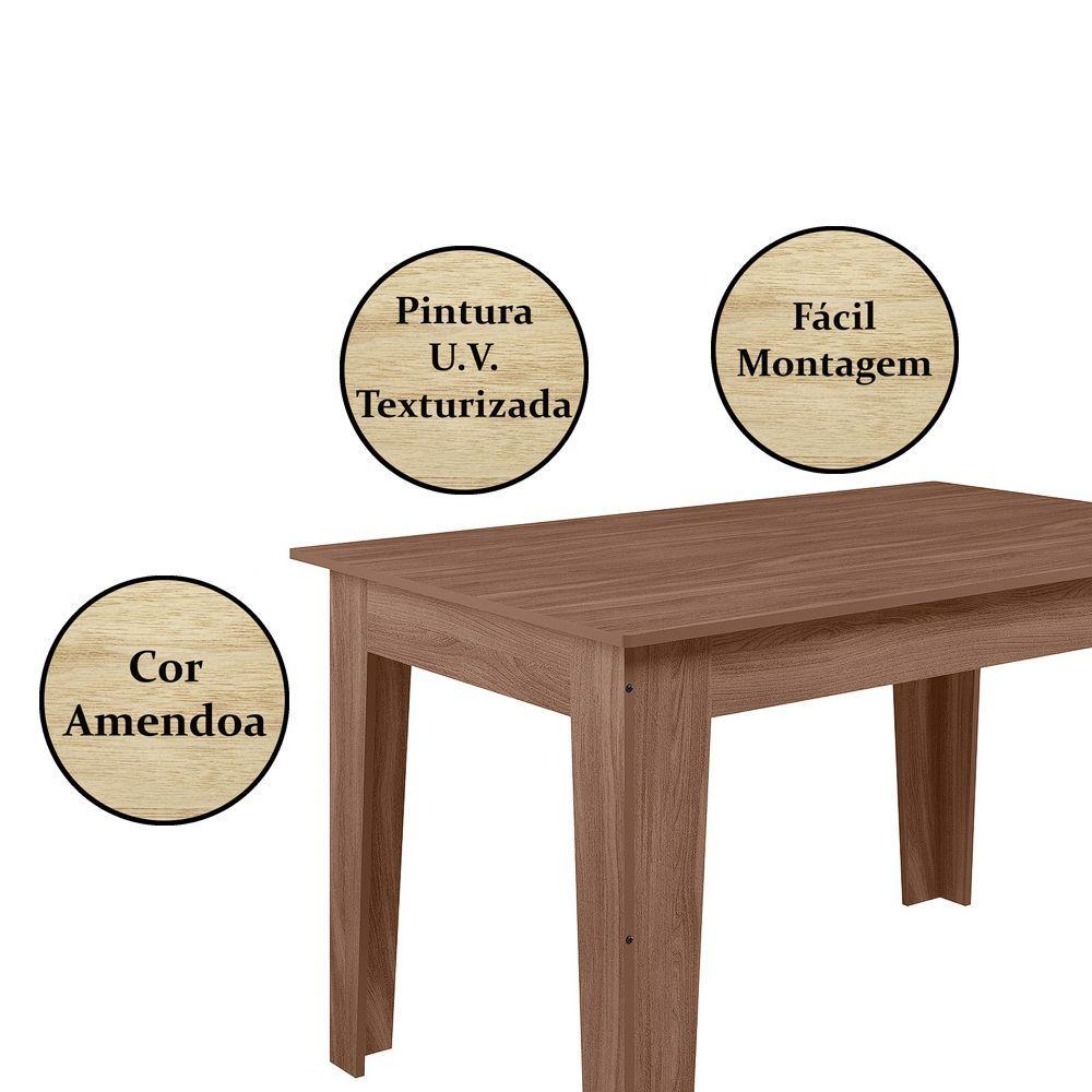 Miniatura Conjunto Mesa Sala Jantar 6 Cadeiras 1,35M Genebra Amêndoa