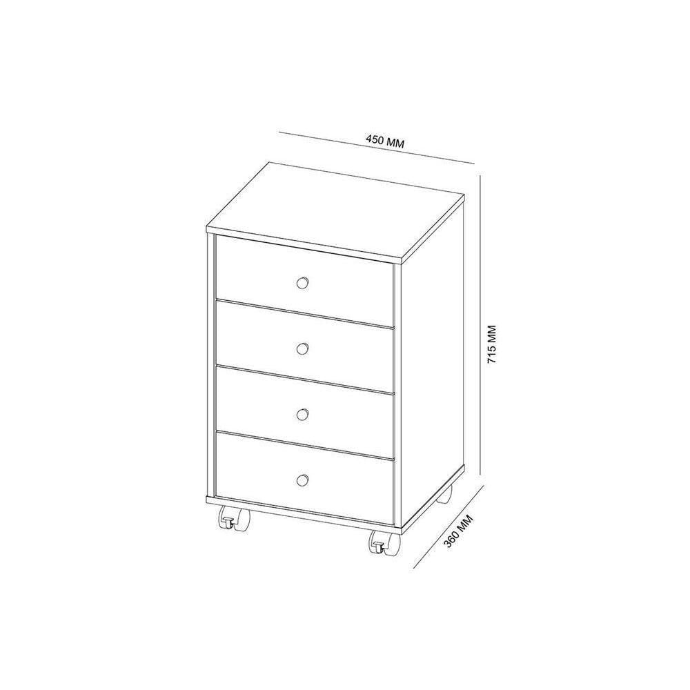 Miniatura Mesa Cabeceira Presence Com 4 Gavetas Amendola Touch Grafito Demóbile