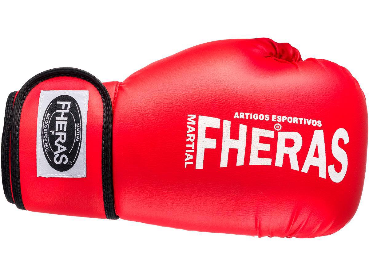 Kit Muay Thai Luva Bandagem Caneleira Bolsa Vermelha 08Oz