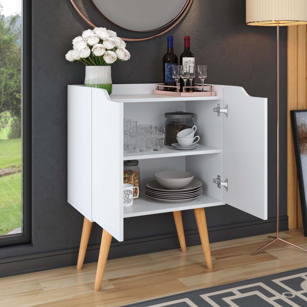 Miniatura Aparador Buffet 2 Portas Com Prateleira Retrô Veneza - Branco Acetinado - Lojas RPM