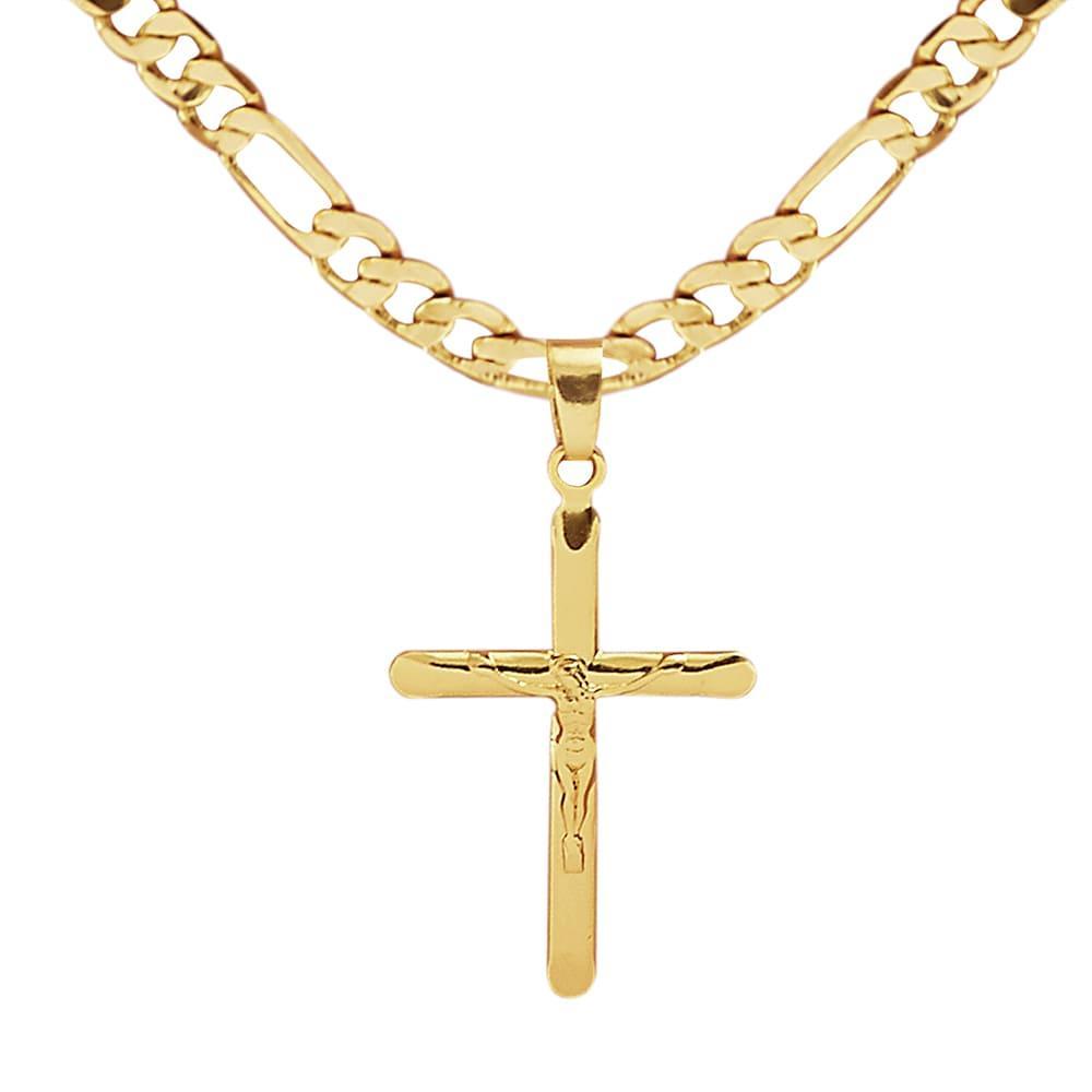 Miniatura Corrente Cordão Masculino 70Cm + Pingente Crucifixo +