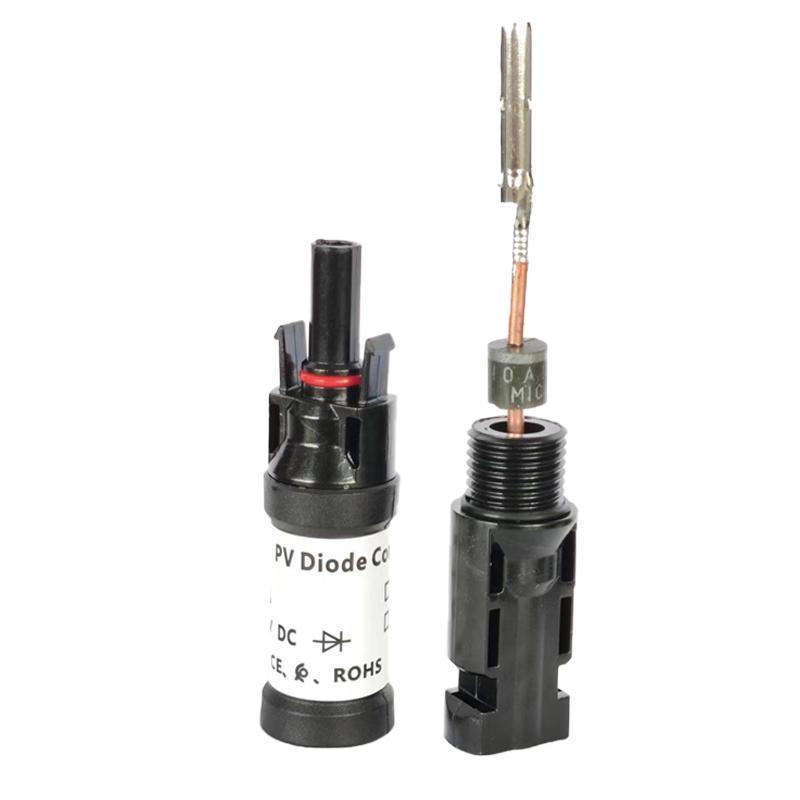 Miniatura Kit 2 Conector Mc4 Com Diodo 30A Ip67 Placa Energia Solar