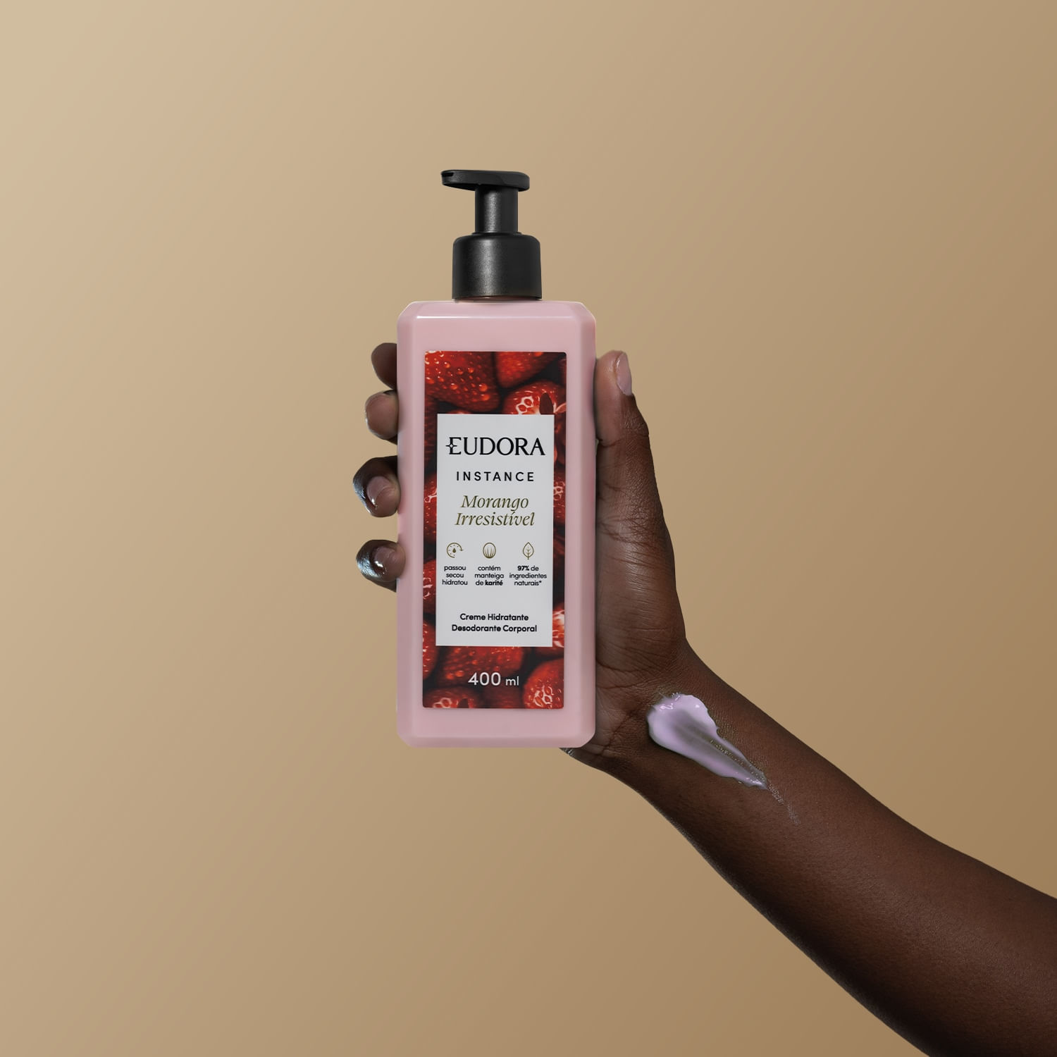 Miniatura Eudora Instance Morango Irresistível Creme Hidratante 400ml