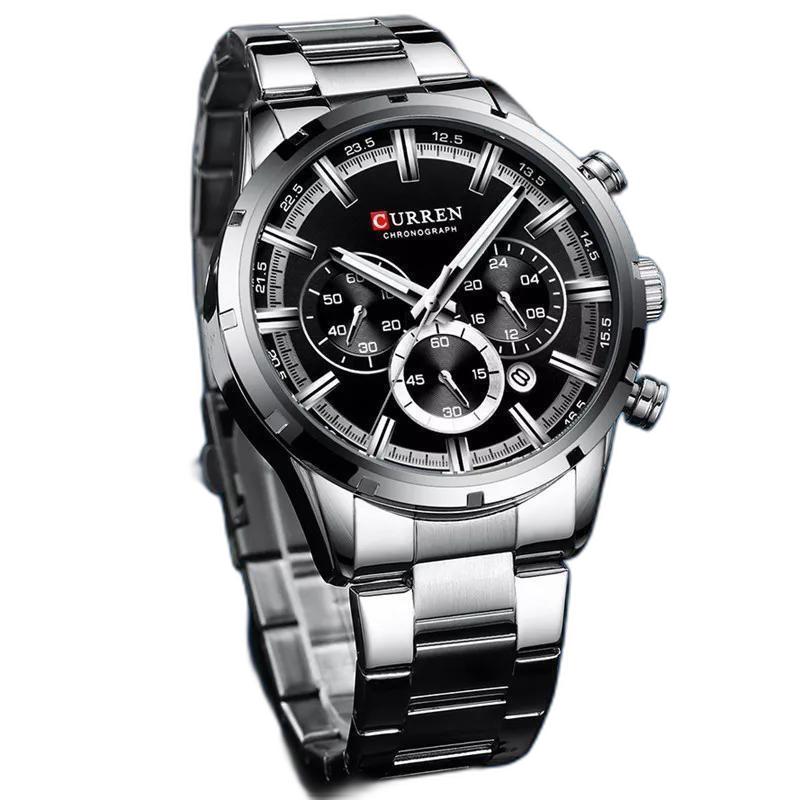 Miniatura Relógio Masculino Curren Pulseira De Aço Cronômetro Luxo