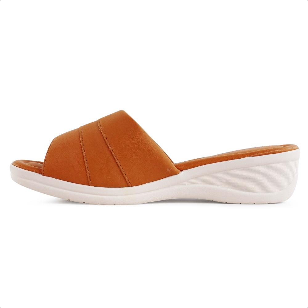 Miniatura Tamanco Comfortflex Casual Feminino Marrom / Bege - 34