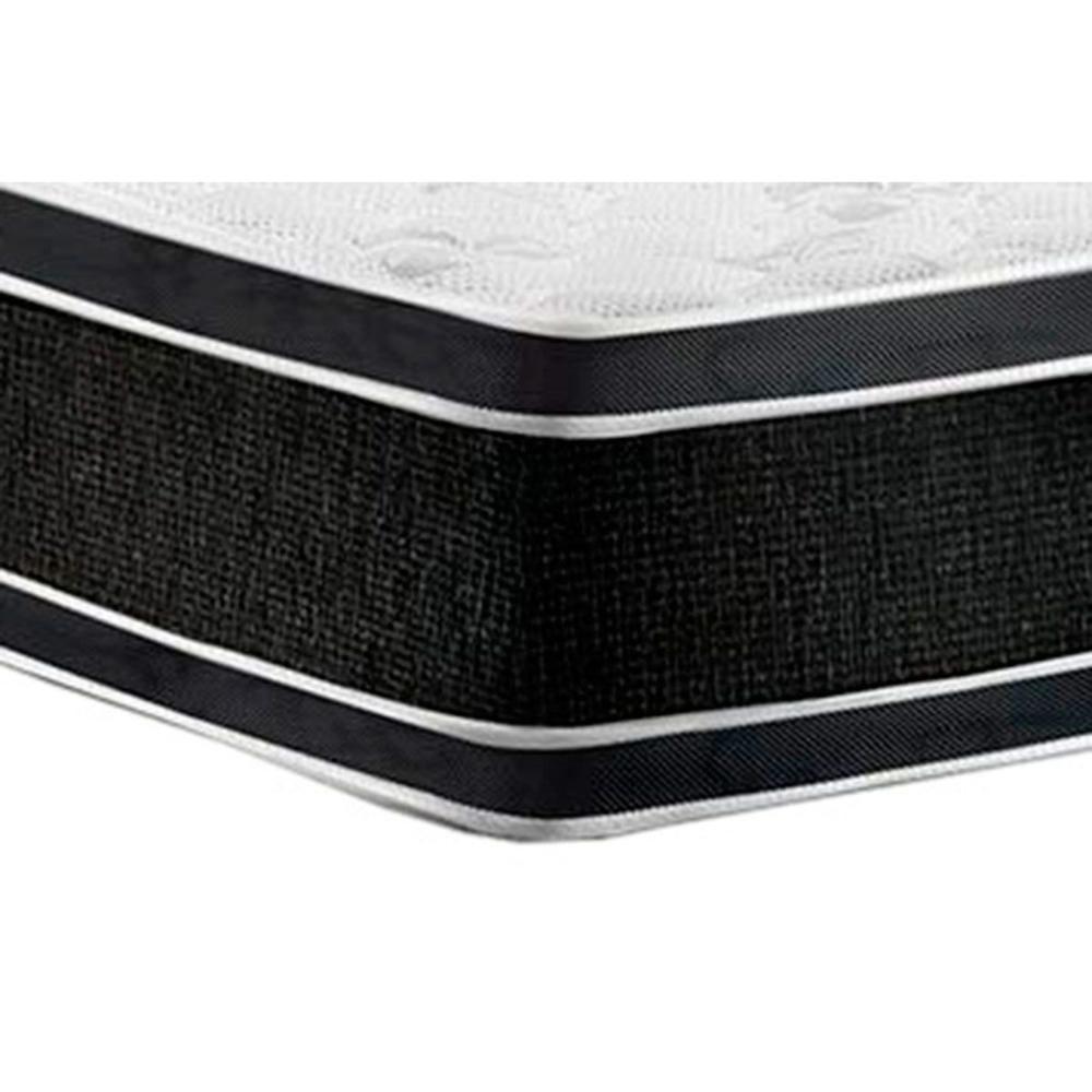 Miniatura Cama Box Baú King: Colchão Espuma D33 Castor Black E White Air Euro Pillow + Base Brown(193X203)