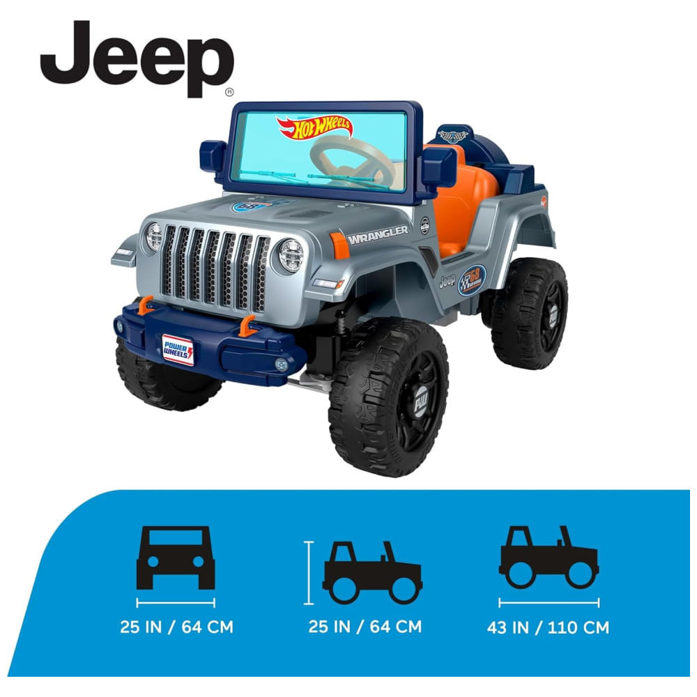 Carro Elétrico Infantil 6V Jeep Wrangler com Som de Direção e Tração Multiterreno, Hot Wheels 110v