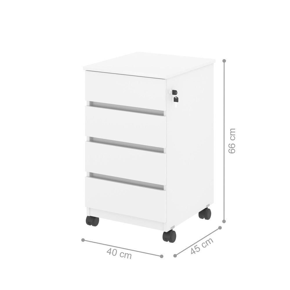 Miniatura Arquivo Com 4 Gavetas Verbena Branco